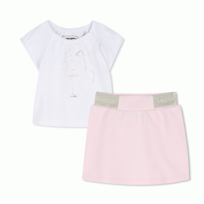 Set bebe 2 piese Karl Lagerfeld pentru fetita cu fusta